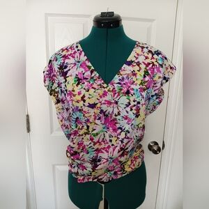 Cabi floral bat winged work blouse